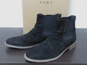 □ZARA/ザラ スウエード サイドゴア ブーツ/ブラック/27.5cm