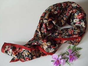 (^_^) superior article /Tie Rack/ scarf / Thai rack / red / floral print / black / fine pattern pattern /K