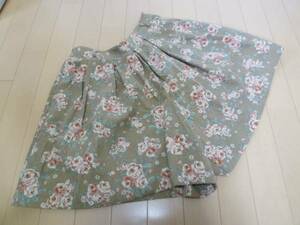 CINEMACLUB* beige rose floral print flair culotte skirt M/ rose 47