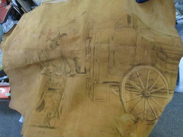 Роспись лошадиной кожи Сделано в США., произведение искусства, Рисование, другие