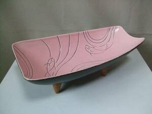 1950s ROSE LANE Pink Serving Bowl Calfornia Pottery 　ロカビリー　ミッドセンチュリーモダン ※ビンテージ中古品