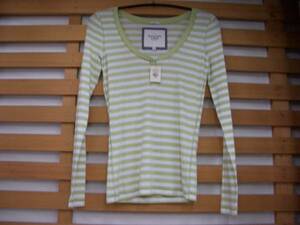 Abercrombie & Fitch ( lady's ) long sleeve T shirt / L size / border /.. color & white 