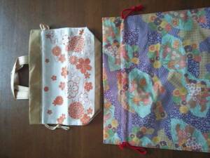  non-woven pouch bag Japanese style floral print 2 kind 