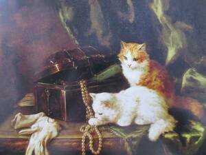 Art hand Auction 마리 Y롤 보석함과 고양이, 희귀한 미술책 그림, 새로운 액자 nz, 그림, 오일 페인팅, 동물 그림