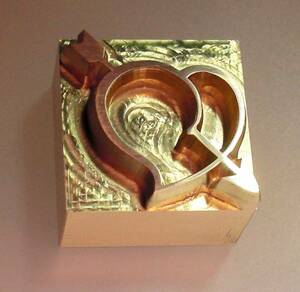 . seal * stamp brass made 15mm angle Heart Heart Type 4