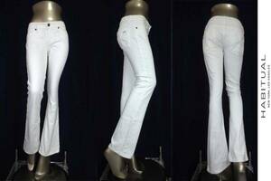  two point successful bid free shipping! H77 HABITUAL is bichuaru white Denim 24 white cotton pants lady's cotton 