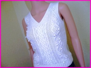  prompt decision! beautiful goods clear Impression no sleeve cable braided knitted lady's 2 CLEAR IMPRESSION