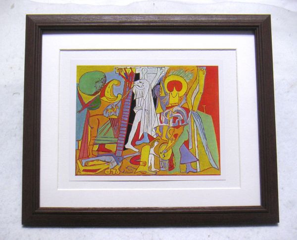 ●Picasso La crucifixión de Cristo reproducción en offset, con marco de madera, compra inmediata ●se, cuadro, pintura al óleo, otros