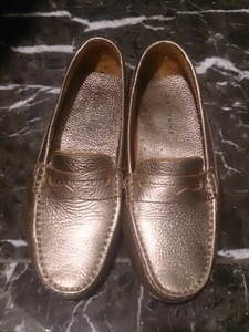  sax fifth avenue обувь для вождения Loafer bronze gold кожа плоская обувь 24