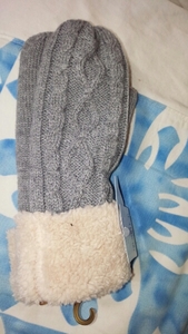 【43】毛糸風手袋●アクリル手袋●グレー