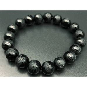 風水四神!天然石彫りオニキス白虎10mm玉ブレスレット