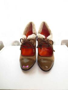 ◆美品 DIANA ダイアナ ショート ブーツ パンプス 靴 可愛い ヒール 秋冬ブーツ カラー色 茶系 ブラウン ファー