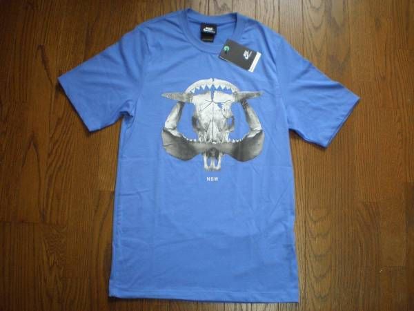 スカル ナイキ 2XL ブルー メンズ 髑髏 プリント 古着 半袖 Tシャツ スカル ナイキ 2XL ブルー メンズ 髑髏 プリント 古着 半袖 T