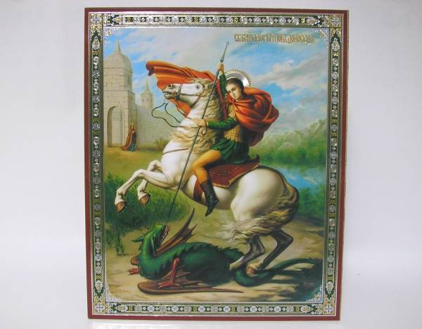 ★Large Icon★Saint George and the Dragon★Holy Great Mortalist George, painting, oil painting, religious painting