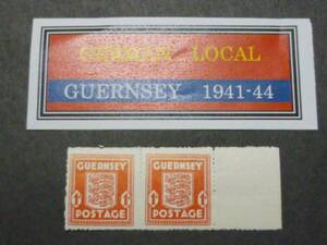 GL№50　ドイツ ローカル切手　GUERNSEY 1941-44年 MI#2 1d ペア