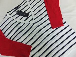 82　新品本物即決　001　Sサイズ　TOMMY HILFIGER　トミーヒルフィガー　Vネック　レディース　ボーダーTシャツ　綿100%　税込定価13,200円