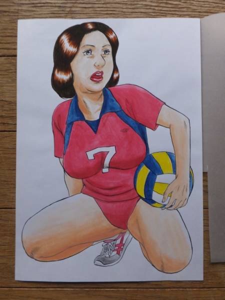 小木兰丸手绘成熟女人4色手稿Mama-san排球这不是CG数据的打印或复制, 而是手绘原图。, 书, 杂志, 漫画, 漫画, 插图, 原创艺术收藏