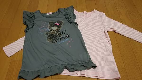 美品・値下げ★メゾピアノ 半袖&長袖カットソーセット 140★