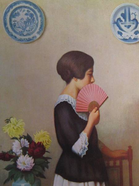 Masao Takamura, mujer en la mesa, Retrato de una mujer hermosa, selección de una rara colección de arte, Nuevo con marco, Cuadro, Pintura al óleo, Retratos
