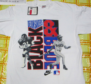 90年代USA製NIKEディオン・サンダースTシャツDEION SANDERSナイキNFLアメリカンフットボールMLBプロ野球選手ロイヤルズ ファルコンズ在籍時