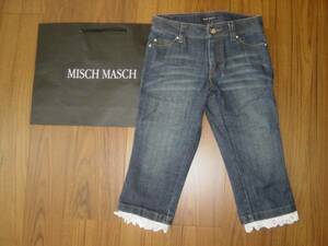 * beautiful goods Misch Masch * white race attaching Denim XS* capri pants jeans material * Sabrina pants 