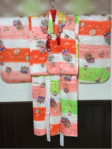 [ один лет кимоно ] полиэстер длина 100cm нить шт рисунок . ткань длинное нижнее кимоно 081401