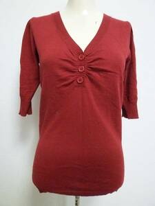 SPB/ world * red series V neck Henry knitted L/. minute sleeve / prompt decision equipped /35