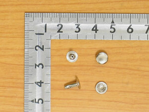 カシメ中片面足長 ニッケル 頭7mm足8.5mm 100個セット 金具屋