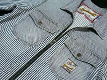 美品Schottショット[Perfecto]ジップアップデニムシャツジャケットS(36)ヒッコリーUsedWash_画像3