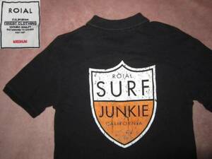 ROIAL SURF JUNKIE CALIFORNIA ロイアル サーフジャンキー カリフォルニア ポロシャツ 黒 M サーフィン サーファー