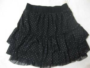  new goods Y3990 anyFAM Kumikyoku georgette chiffon frill flared skirt lady's for women M L black black free size 