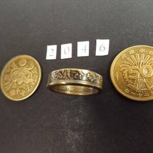 15号 　コインリング　 50銭黄銅貨 　 ハンドメイド指輪　送料無料　（2046）