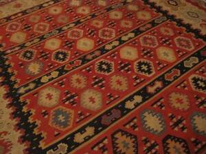  rare goods!20's~30*s Old drill m the truth thing car rukyoi production kilim antique interior / Vintage rug genuine article . tree dyeing England Europe 