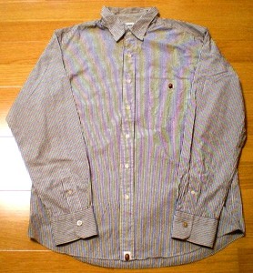 * beautiful goods *APE stripe pattern long sleeve shirt M / black 