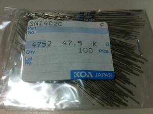 KOA SN14C2C 1/4w　47.5KΩ F ±1％ 100本1袋 (16)