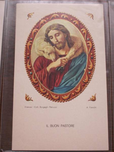 Bild★A.franchi IL BUON PASTORE Christus und Lamm★Weihnachtskarte mit christlicher Malerei, Antiquität, Sammlung, Drucksache, Andere