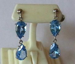  platinum .. Switzerland blue topaz 2 stone attaching earrings *