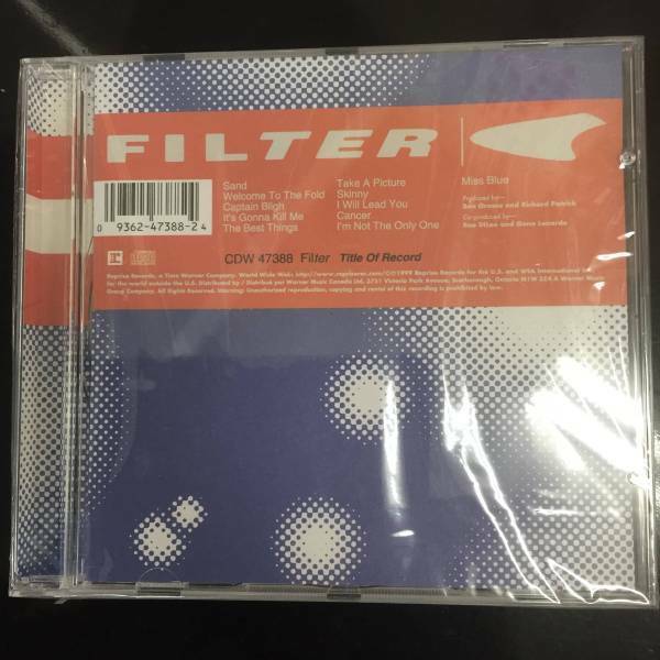 廃盤未開封ＣＤ☆ Filter　Title of Record(1999).. /CDW47388..