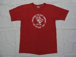 ☆ 70s USA製 ビンテージ ROADSIDE THEATER COMPANY ローディー 綿100% Tシャツ sizeL 赤 ☆古着 80s 90s ロック ブルース JAZZ バンド