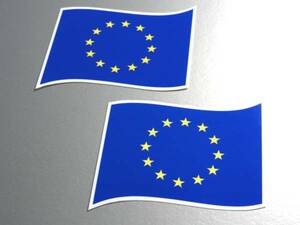 w2■EU旗 ヨーロッパ連合ステッカーSサイズ 2枚セット■European Union Flag decal sticker 欧州連合 国旗 EU