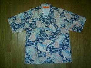 * handmade * peace floral print aloha shirt L new goods free postage equipped 