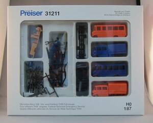 Preiser THW Set 4 MB 508 Trucks 