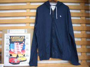 ★ Abercrombie & Fitch /フーデッド Tシャツ / フロントファスナー / XL寸/ 紺 /
