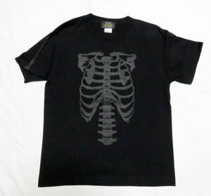 ボーン骨スカル骸骨TシャツTCM（鎖骨有り前後）no5黒グレーM