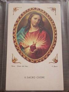 Art hand Auction Bild★P.Botani IL SACRO CUORE Jesus★Weihnachtskarte mit christlicher Malerei, Antiquität, Sammlung, Drucksache, Andere