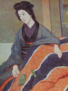 Art hand Auction Kinhachiro Hiraoka, kotatsu, Hermosa mujer pintando, Pinturas enmarcadas de colección de arte raro., Nuevo con marco, cuadro, pintura al óleo, retrato