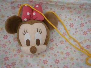 * soft toy pochette Minnie Mouse . face soft toy change purse . cord attaching 