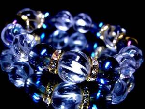トルネード水晶１４ミリ§１２ミリ§ブルーオーラ１２ミリ