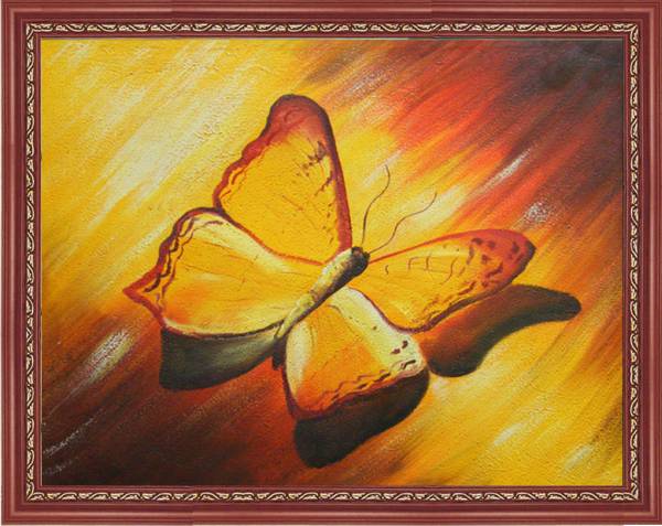 Cuadro al óleo cuadro animal Mariposa amarilla F12 (50x60cm), cuadro, pintura al óleo, dibujo de animales