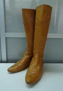 [FIN] almond Turow heel design long boots *22.5cm